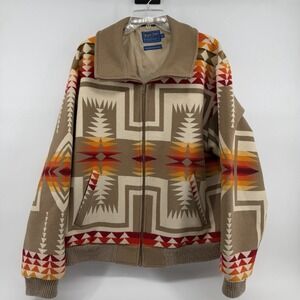 Vtg Pendleton Beaver State  Jacket Sz XL Chief Joseph Sherpa Wool US Western